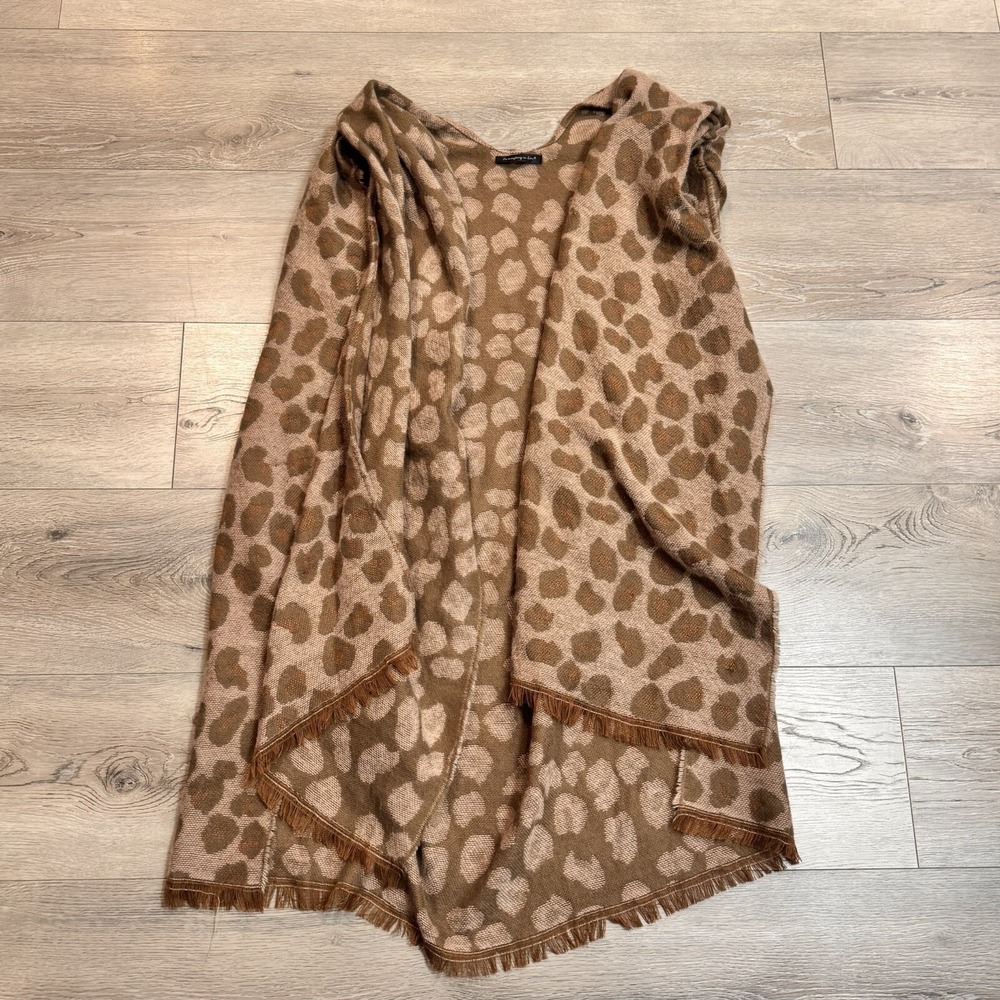 Do Everything in Love‎ Open Front Kimono Shawl OS Cover Up Leopard Brown